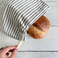 Grey Ticking Stripe Bread Bags | Set of Two