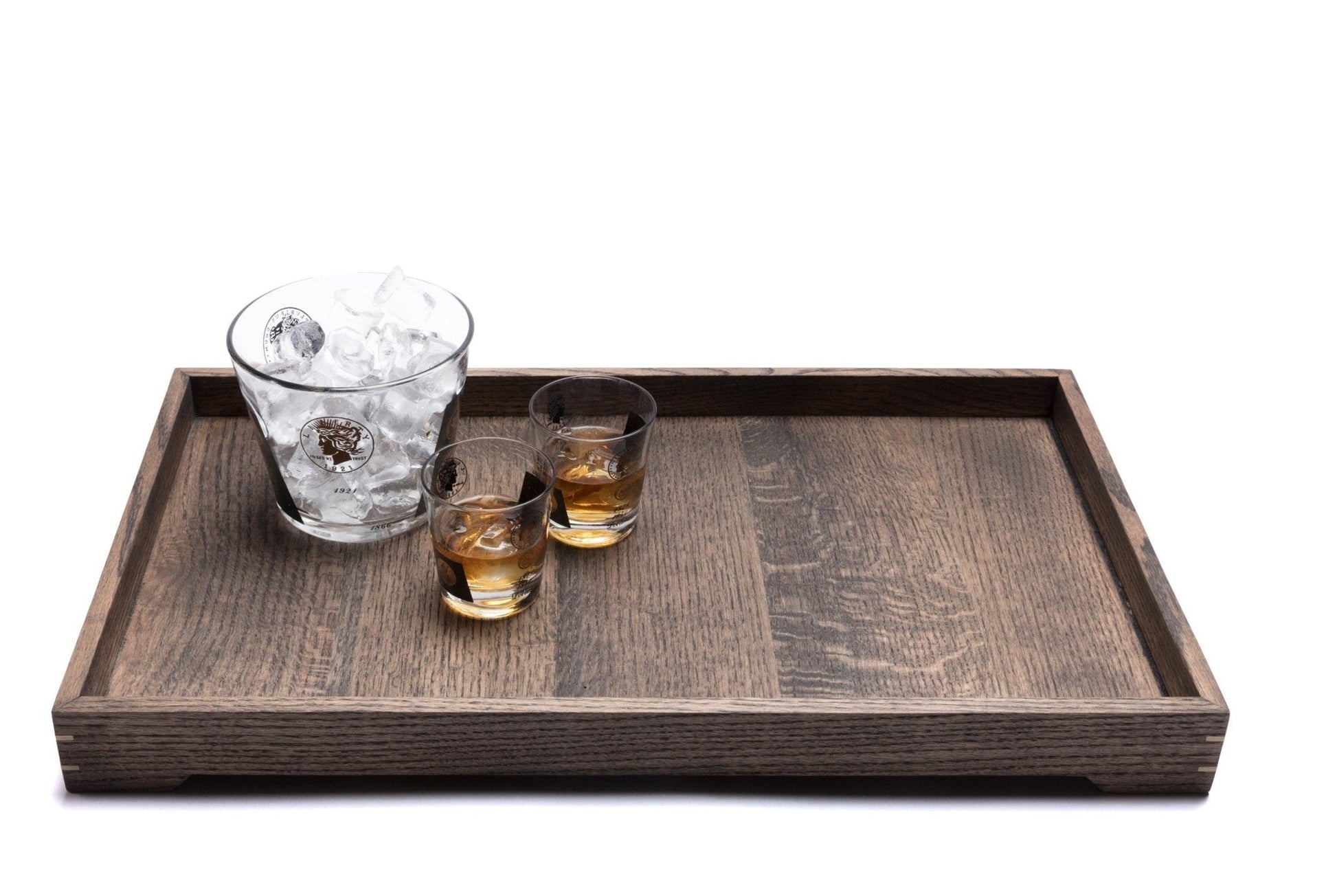 Modern Wooden Tray with Brass Details-8