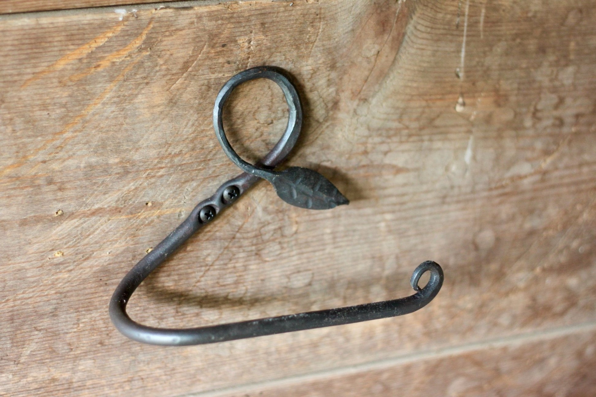 Hand Forged Towel Rack | Leaf Design Bathroom & Kitchen Holder - Aware House - Wicks Forge - 