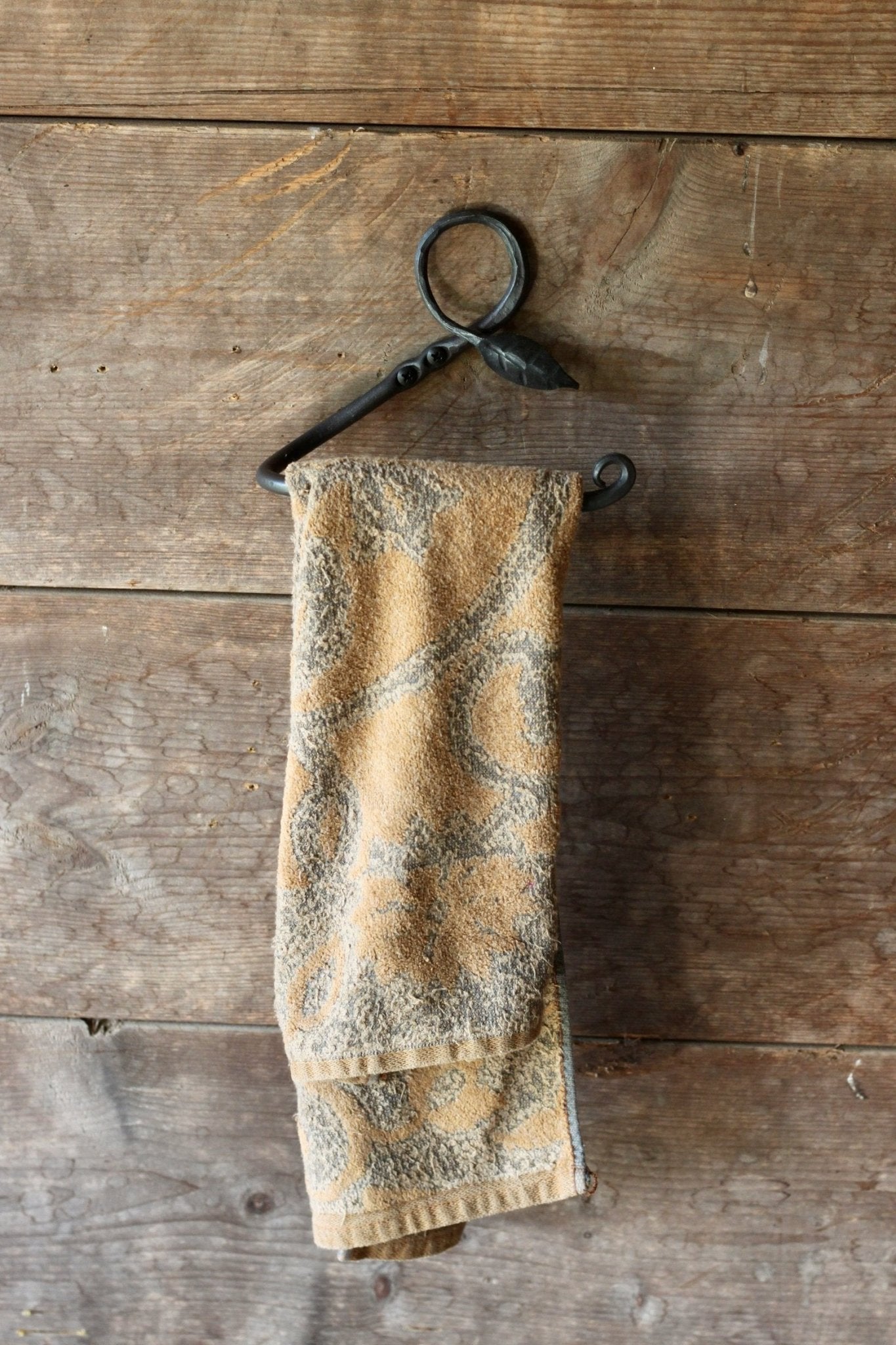Hand Forged Towel Rack | Leaf Design Bathroom & Kitchen Holder - Aware House - Wicks Forge - 