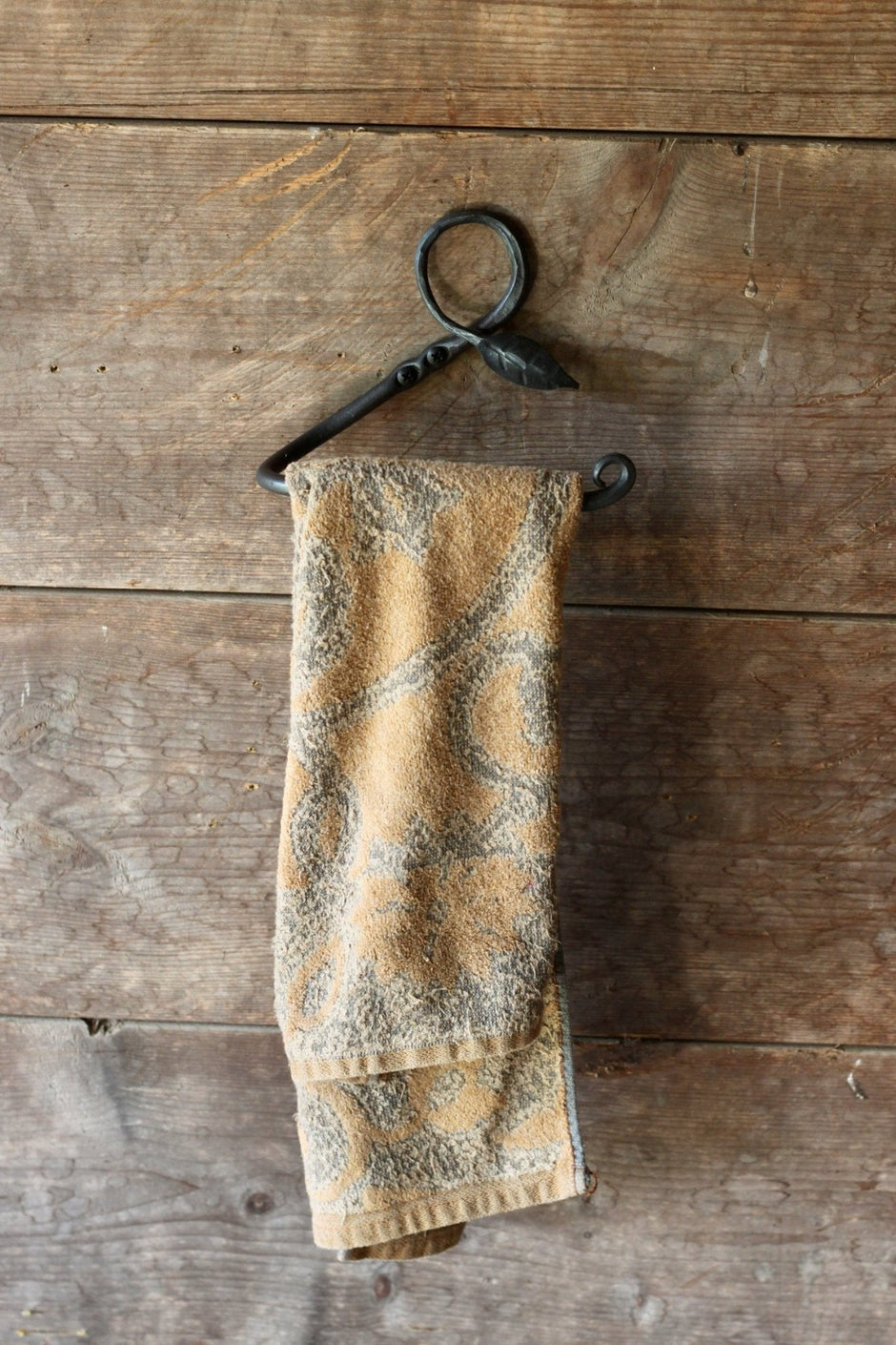 Hand Forged Towel Rack | Leaf Design Bathroom & Kitchen Holder - Aware House - Wicks Forge - 