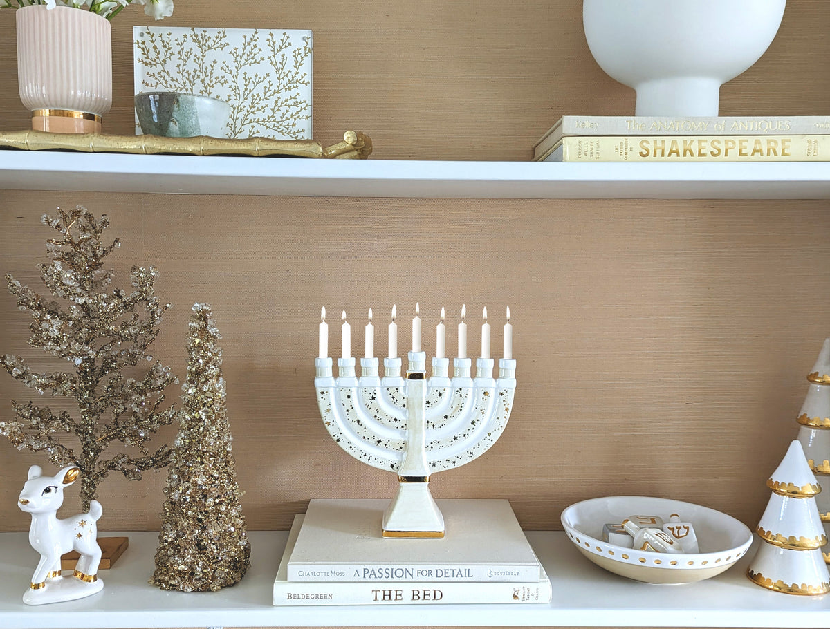 Shimmering Stars Menorah with 22K Gold Accents-3