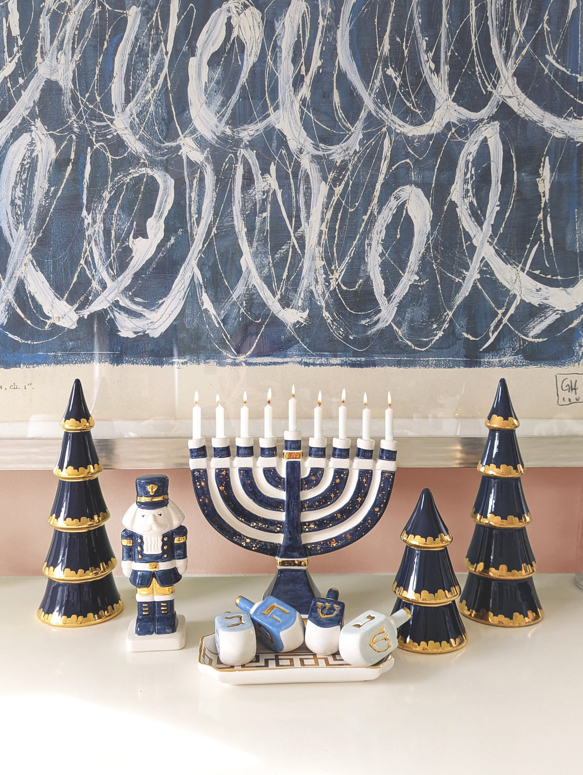 Shimmering Stars Menorah with 22K Gold Accents-zoom-6