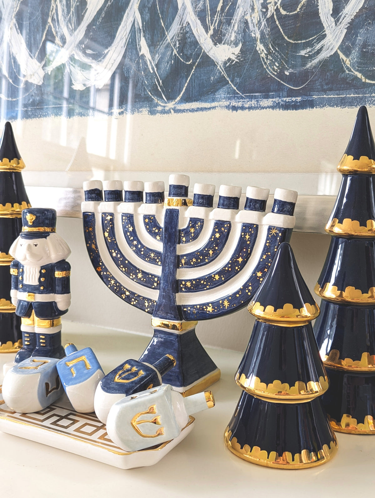 Shimmering Stars Menorah with 22K Gold Accents-8