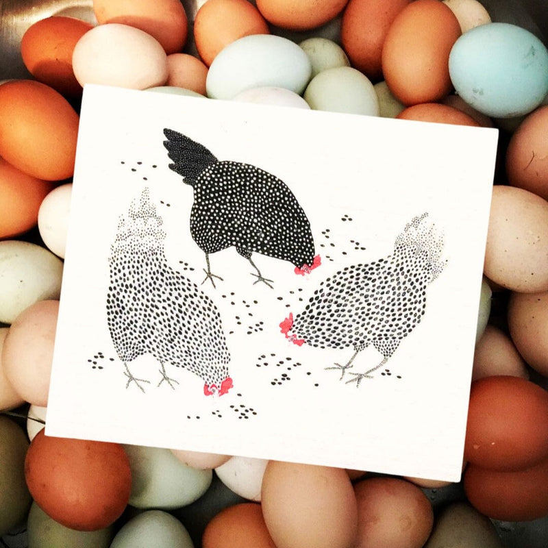 Happy Chickens Swedish Dishcloth-zoom-