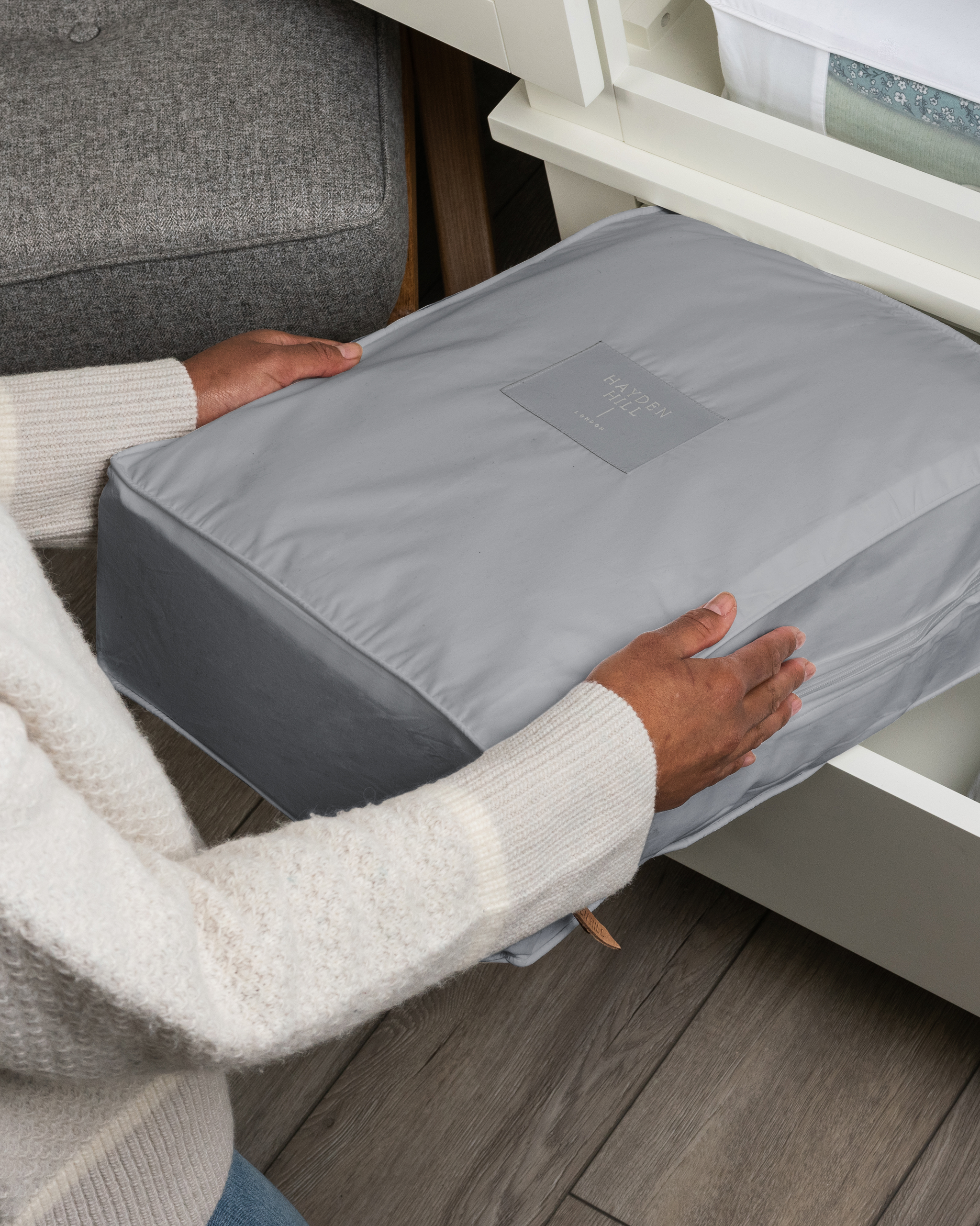Extra Large Organic Cotton Storage Bag | Gray-zoom-7