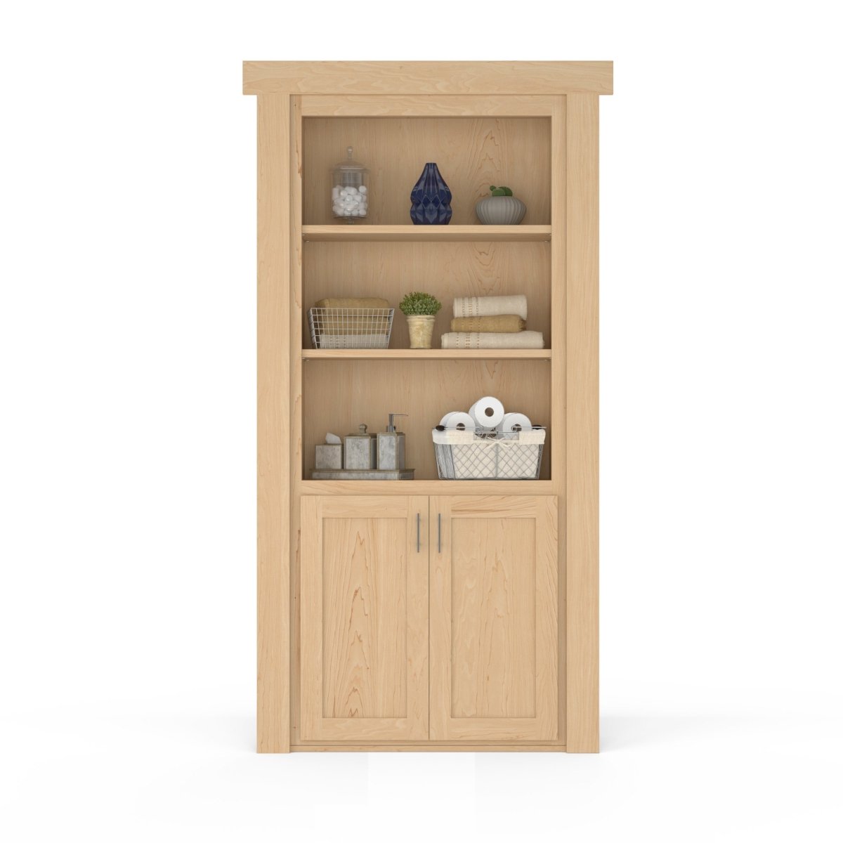 Hidden Flush Mount Maple Hamper Door-8