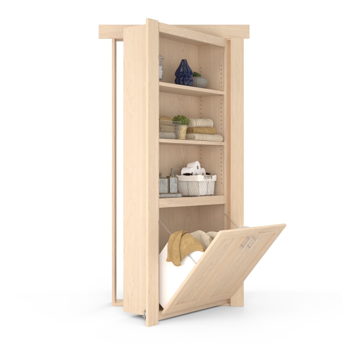 Hidden Flush Mount Maple Hamper Door-zoom-1