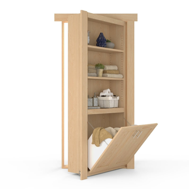 Hidden Flush Mount Maple Hamper Door-zoom-