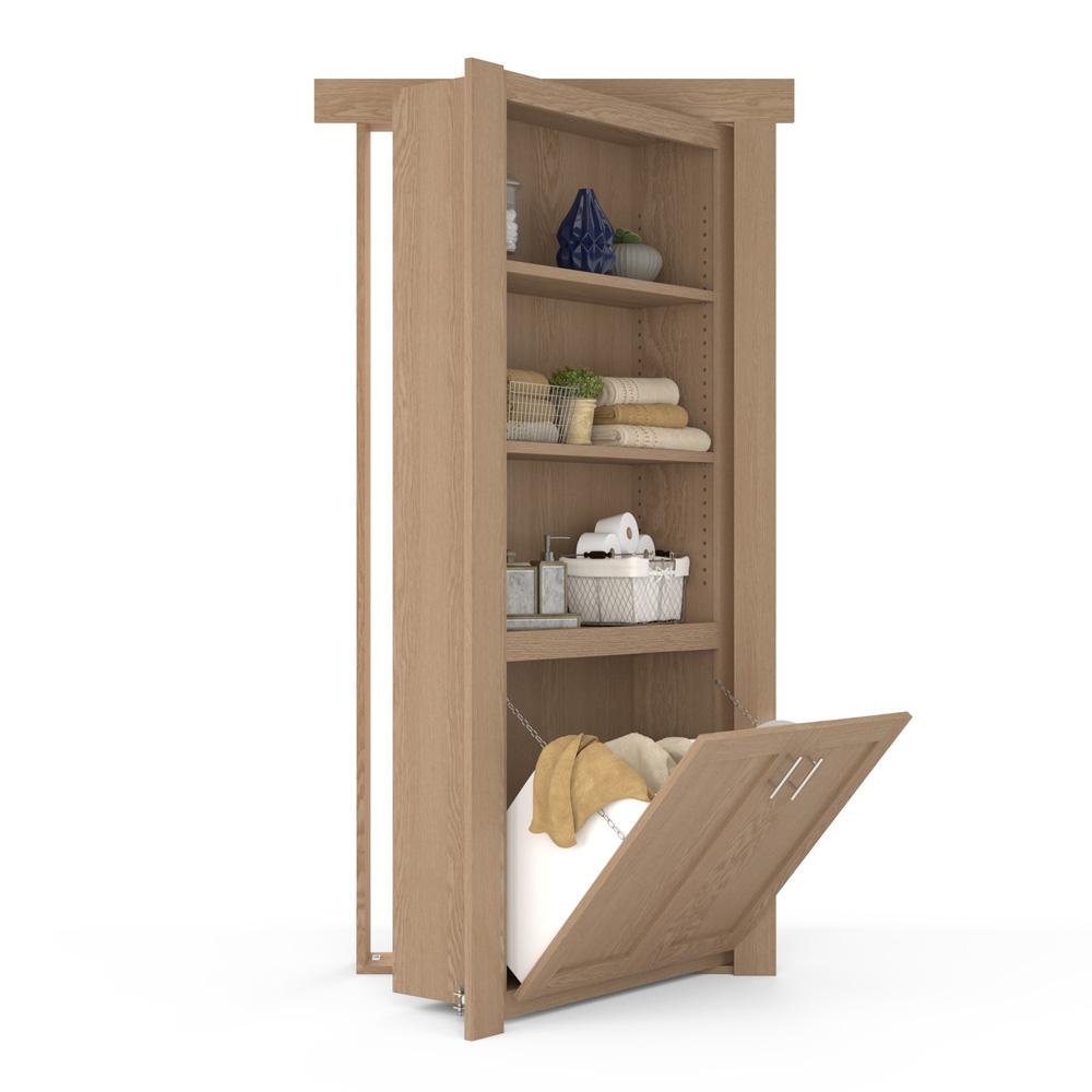 Hidden Flush Mount Oak Hamper Door-zoom-1