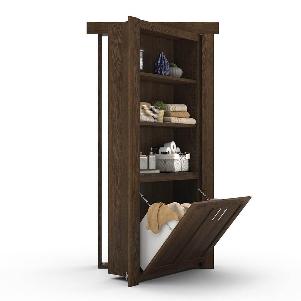 Hidden Flush Mount Oak Hamper Door-zoom-3