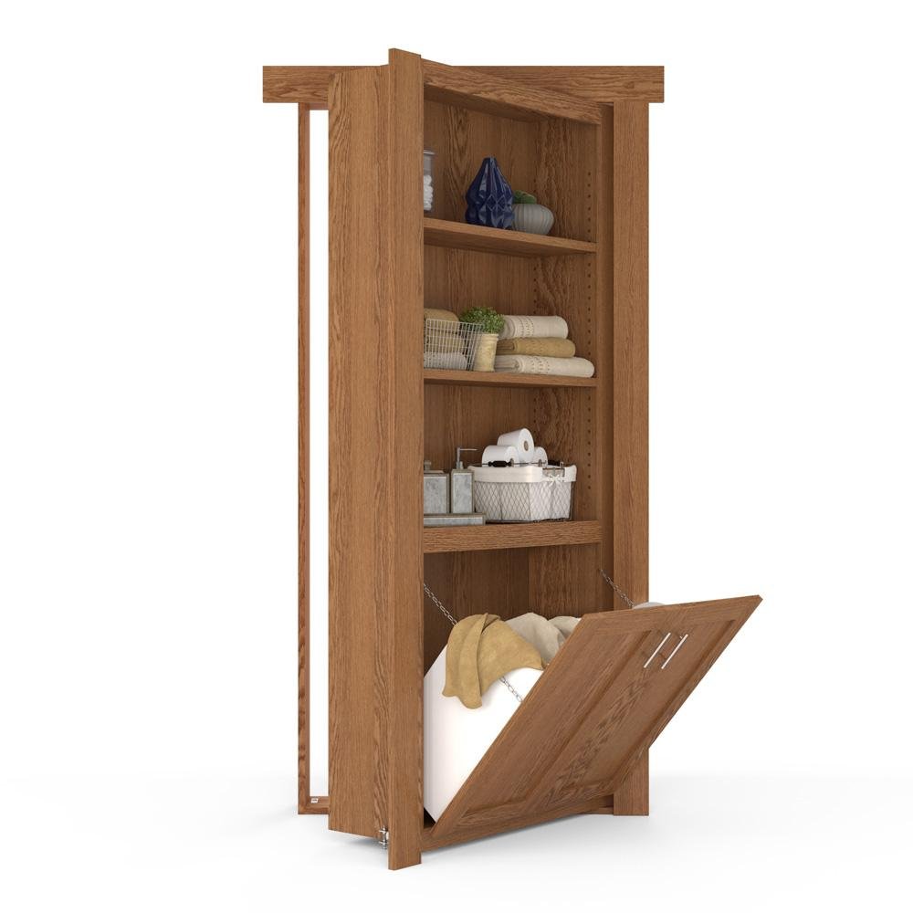 Hidden Flush Mount Oak Hamper Door-2