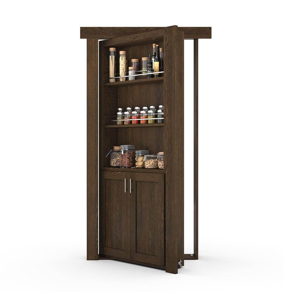Hidden Flush Mount Oak Spice Rack Door-zoom-3