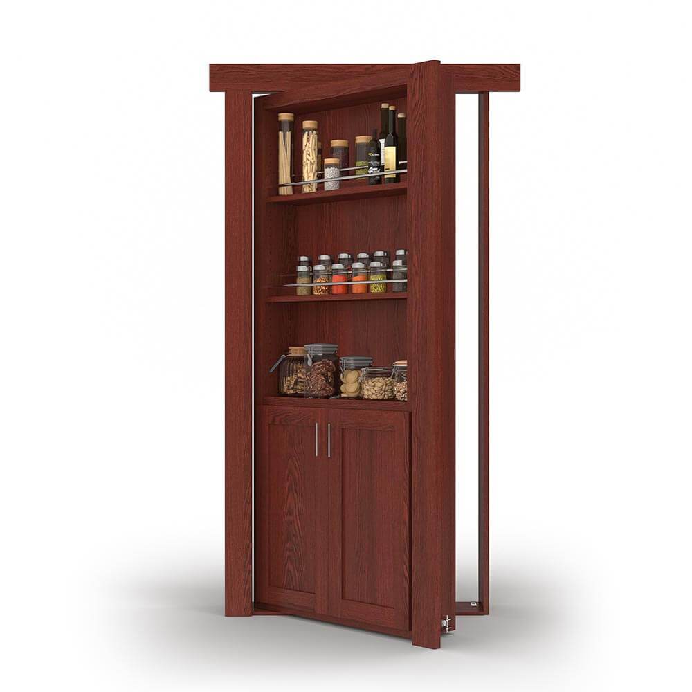 Hidden Flush Mount Oak Spice Rack Door-4