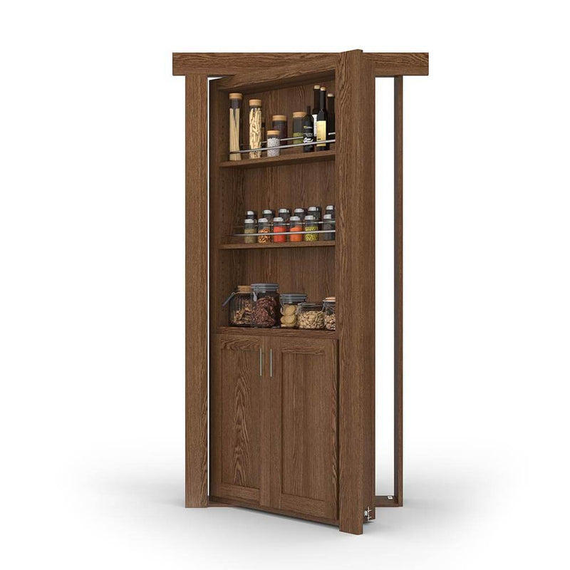 Hidden Flush Mount Oak Spice Rack Door-zoom-