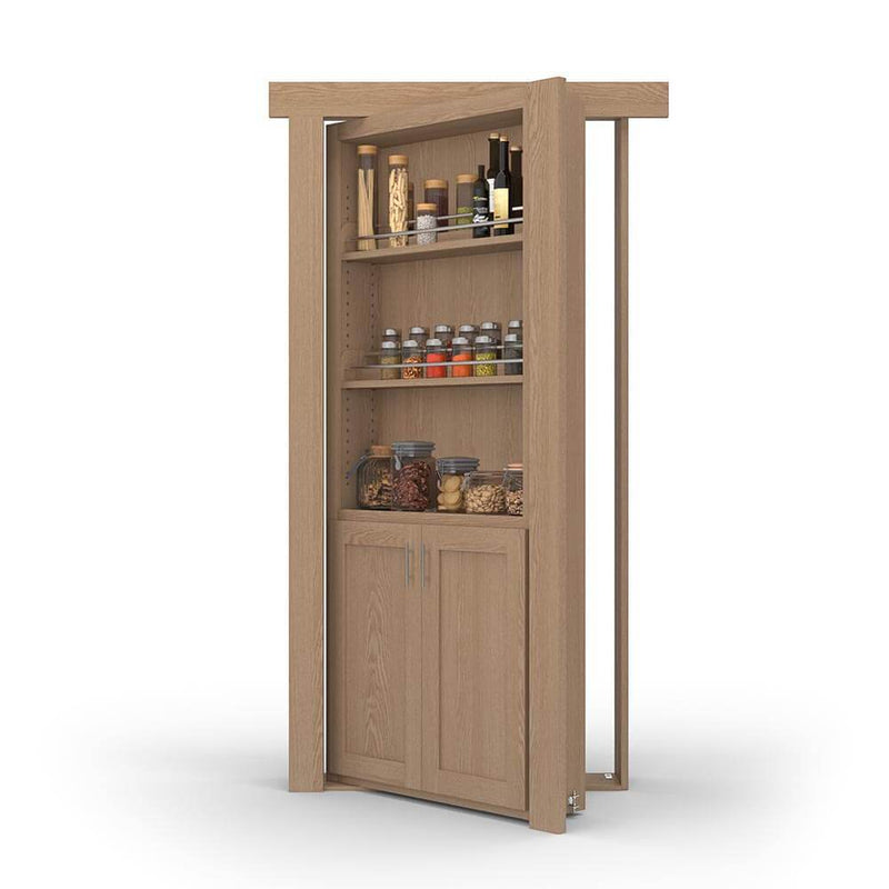 Hidden Flush Mount Oak Spice Rack Door-zoom-