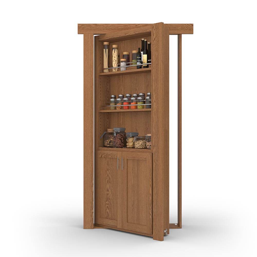 Hidden Flush Mount Oak Spice Rack Door-zoom-2