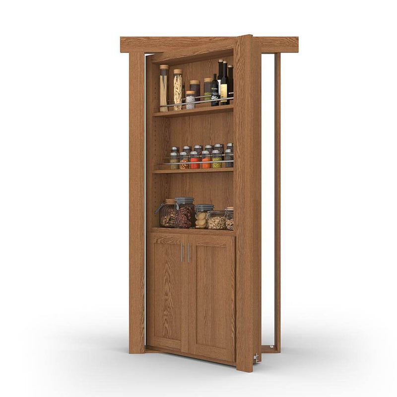 Hidden Flush Mount Oak Spice Rack Door-zoom-