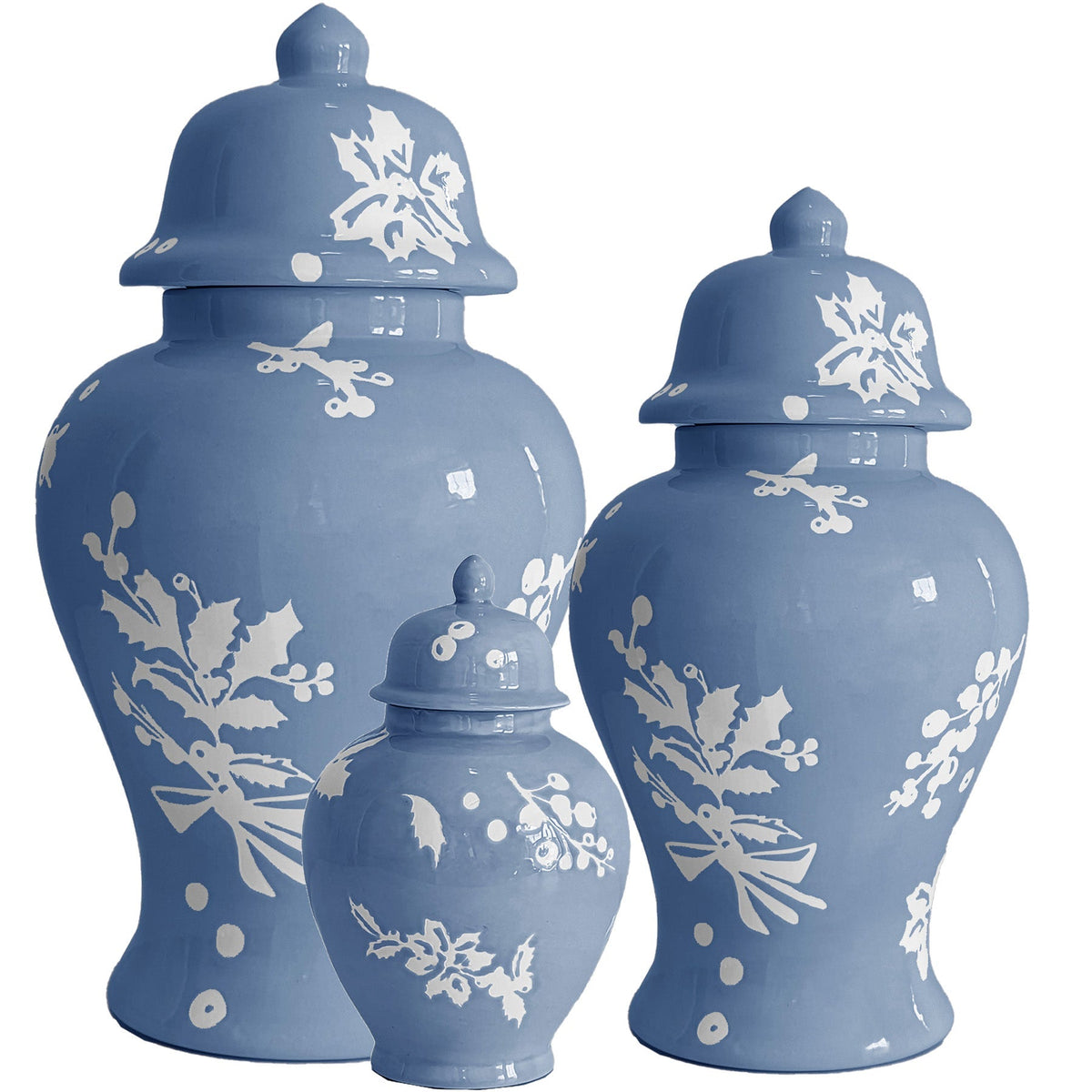 Deck the Halls Ginger Jars in French Blue-zoom-1