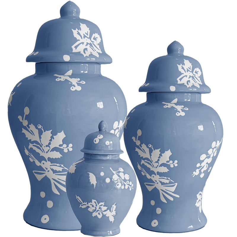Deck the Halls Ginger Jars in French Blue-zoom-