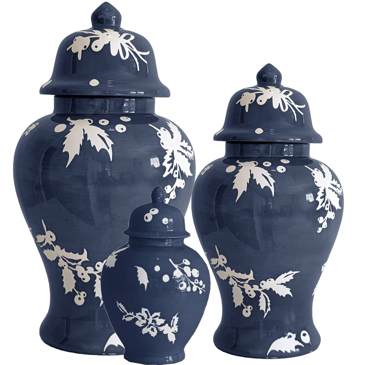 Deck the Halls Ginger Jars in Navy Blue-1