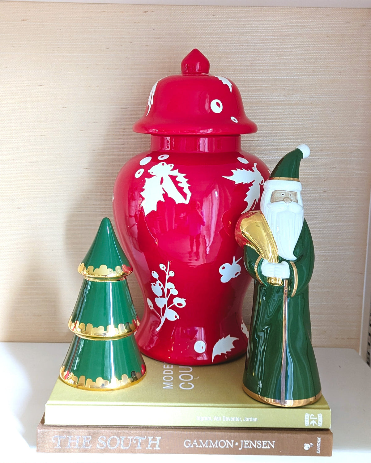 Holiday Green Tiered Christmas Trees with 22K Gold Brushstroke Accent-zoom-7