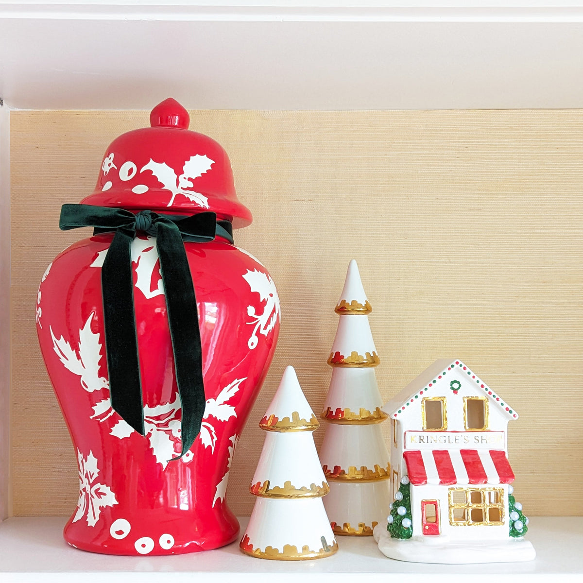 Ivory, Red & Green Kringle Shop with 22K Gold Accents-zoom-5