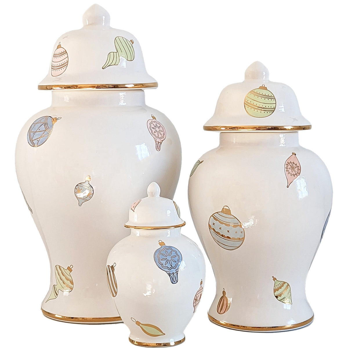 Pastel Baubles Ginger Jars with 22K Gold Accents-zoom-1