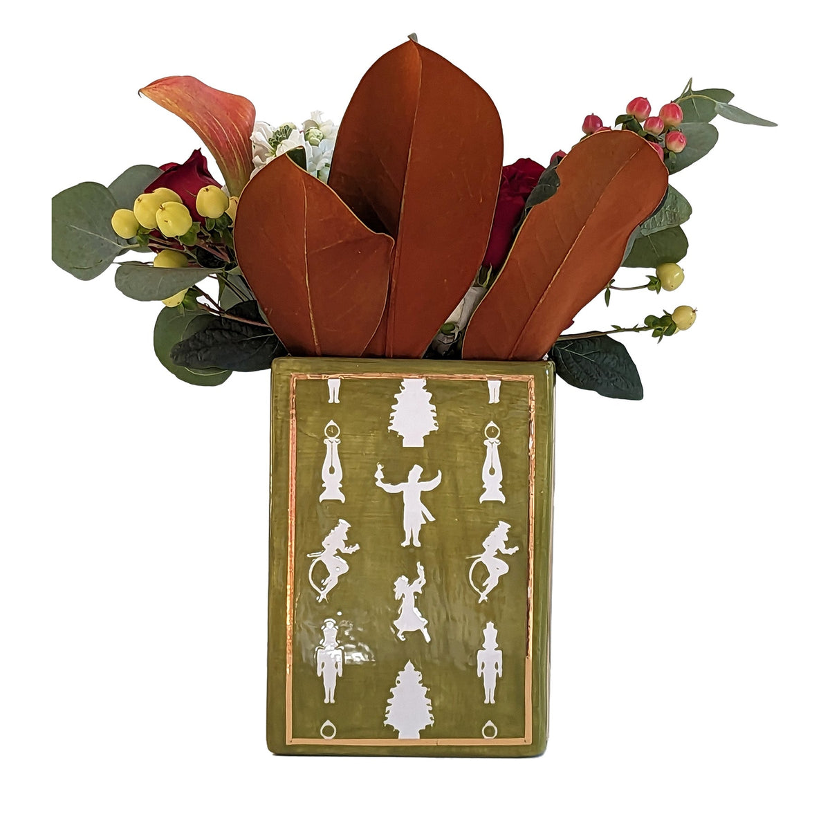 Christmas Classics Book Vase- The Nutcracker and the Mouse King in Moss Green-zoom-5