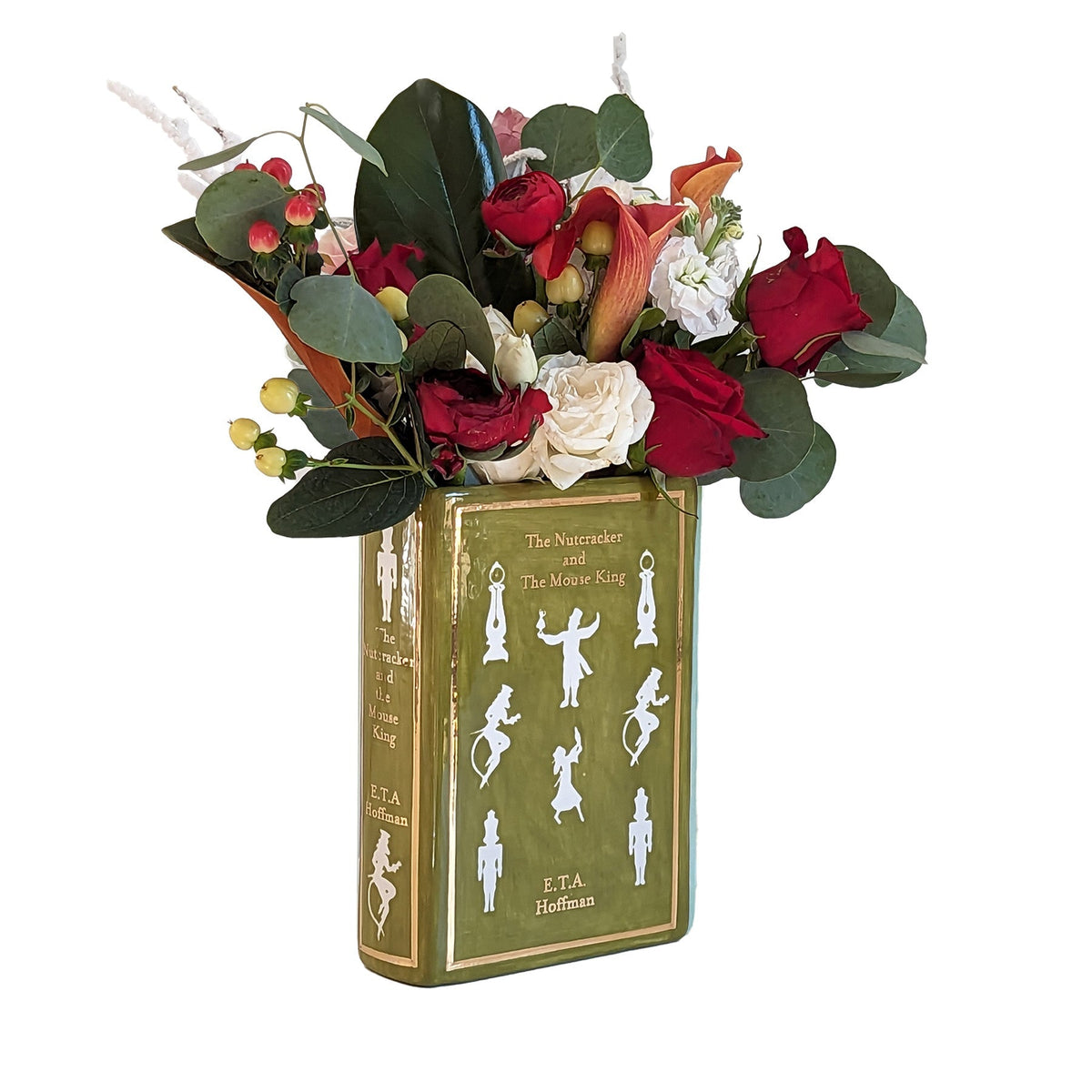 Christmas Classics Book Vase- The Nutcracker and the Mouse King in Moss Green-1