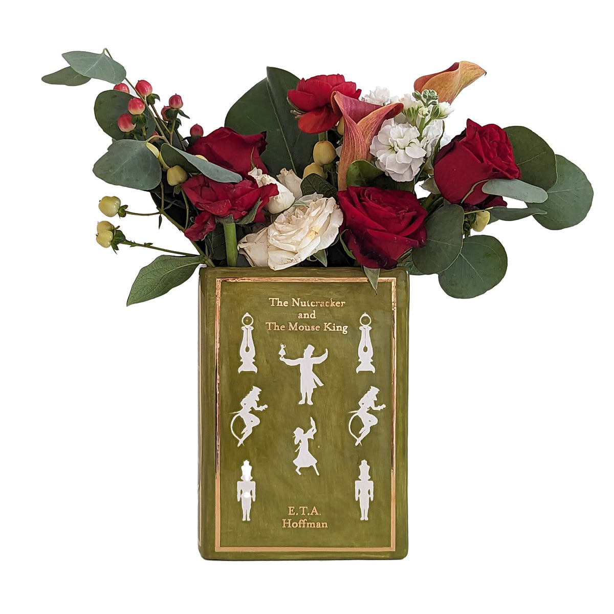 Christmas Classics Book Vase- The Nutcracker and the Mouse King in Moss Green-zoom-3