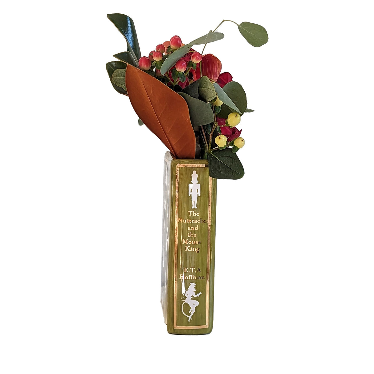 Christmas Classics Book Vase- The Nutcracker and the Mouse King in Moss Green-4