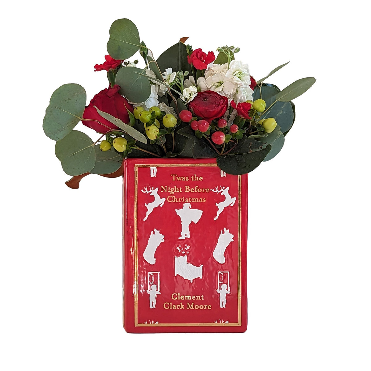 Christmas Classics Book Vase- 'Twas the Night Before Christmas in Holiday Red-3