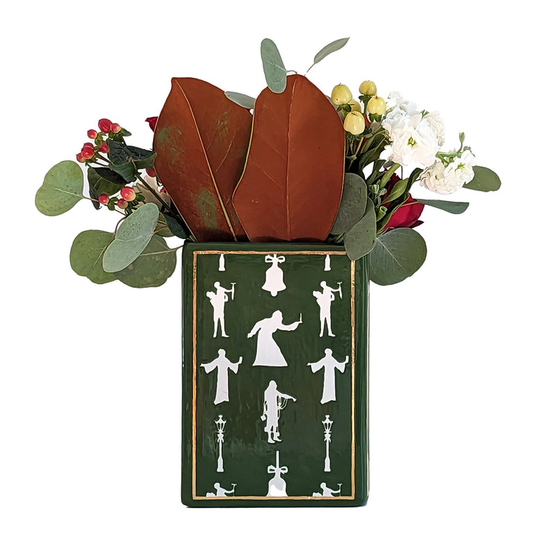 Christmas Classics Book Vase- A Christmas Carol in Holiday Green-zoom-