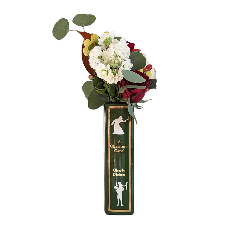 Christmas Classics Book Vase- A Christmas Carol in Holiday Green-zoom-