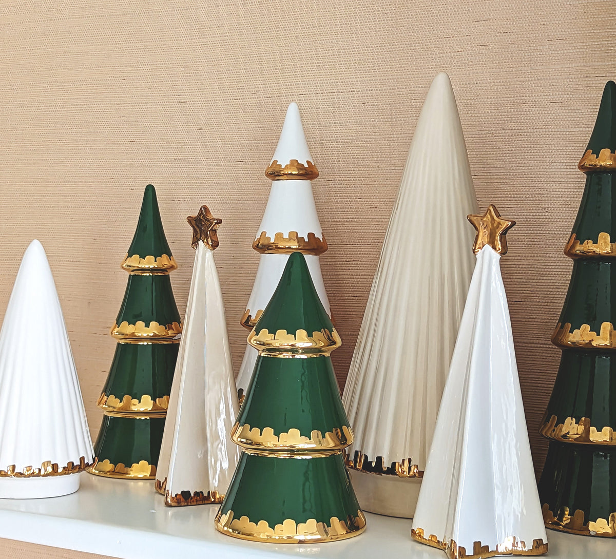 White Folded Christmas Trees with 22K Gold Brushstroke Accent-3