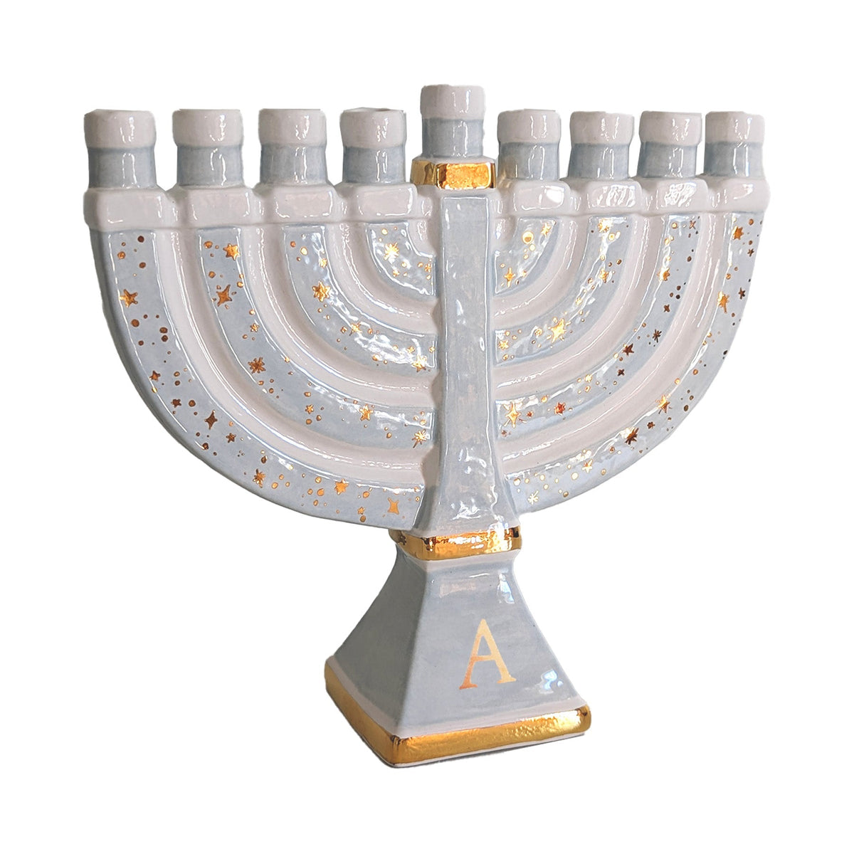 Shimmering Stars Menorah with 22K Gold Accents-12