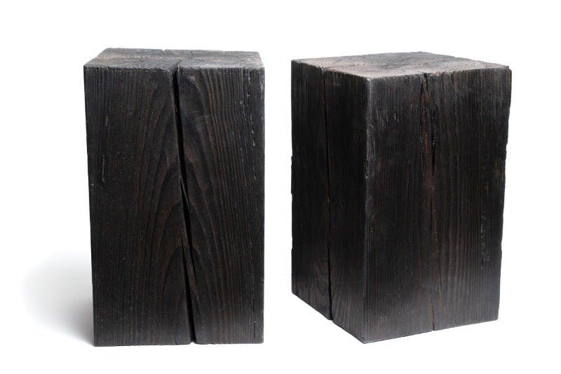 Hyo Table Shou Sugi Ban | Wood Cube Side Table - Aware House