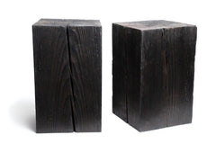 Hyo Table Shou Sugi Ban | Wood Cube Side Table - Aware House
