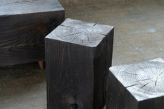 Hyo Table Shou Sugi Ban | Wood Cube Side Table - Aware House