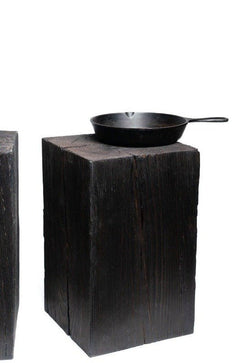 Hyo Table Shou Sugi Ban | Wood Cube Side Table - Aware House