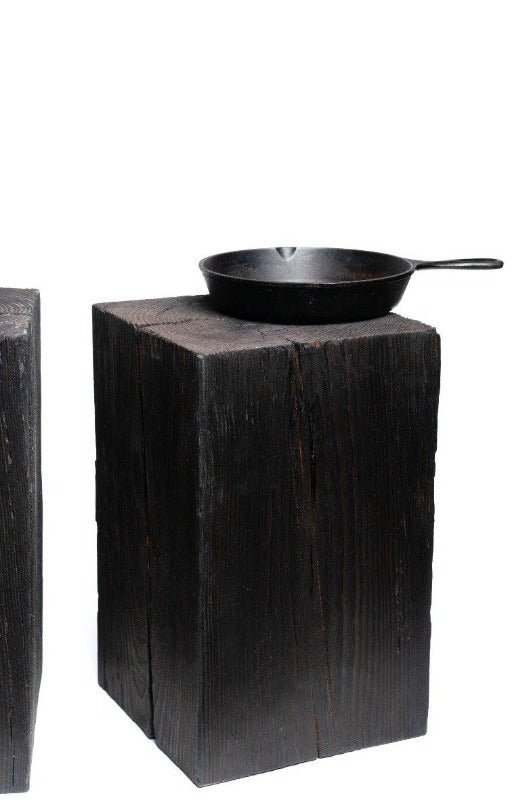 Hyo Table Shou Sugi Ban | Wood Cube Side Table - Aware House