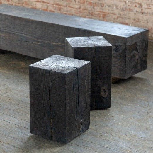 Hyo Table Shou Sugi Ban | Wood Cube Side Table-zoom-
