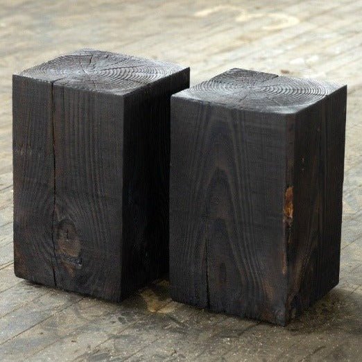 Hyo Table Shou Sugi Ban | Wood Cube Side Table - Aware House