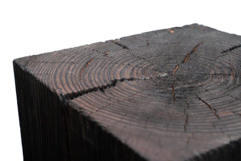 Hyo Table Shou Sugi Ban | Wood Cube Side Table - Aware House