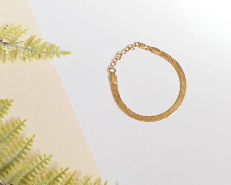Gold Herringbone Bracelet | 14K Gold Filled-zoom-