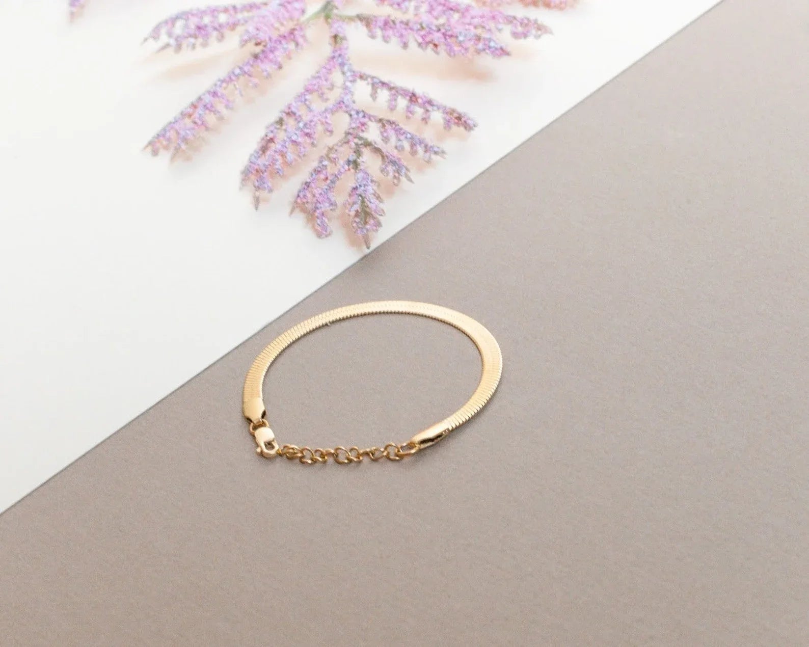 Gold Herringbone Bracelet | 14K Gold Filled-zoom-6