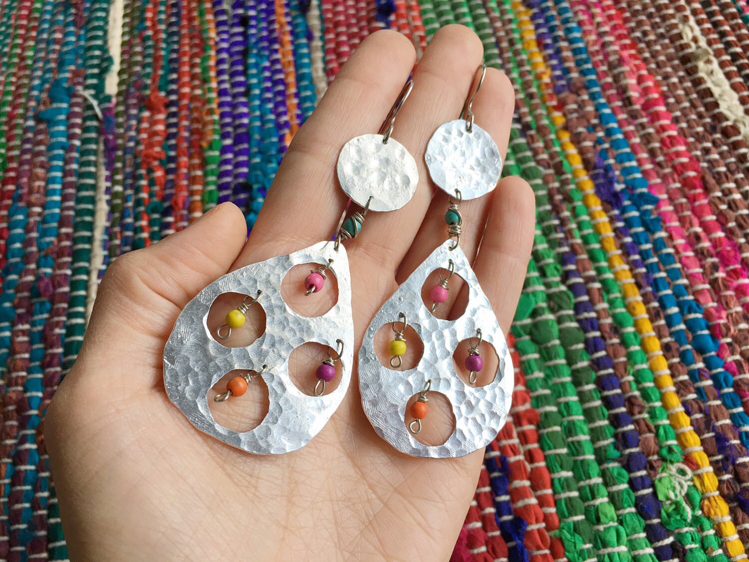 Colorful Fiesta Metal Drop Earrings-zoom-3