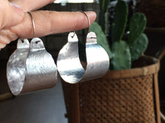 Rustic Hammered Metal Hoop Earrings | Wide Scoop Design - Aware House