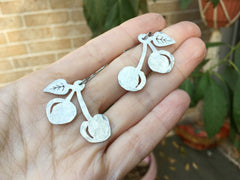 Handmade Metal Cherry Earrings | Fruit Dangle Jewelry - Aware House